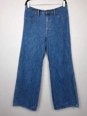 Madewell High Rise Relaxed Super Wide Leg 100% Cotton Rigid Denim Jeans size 31